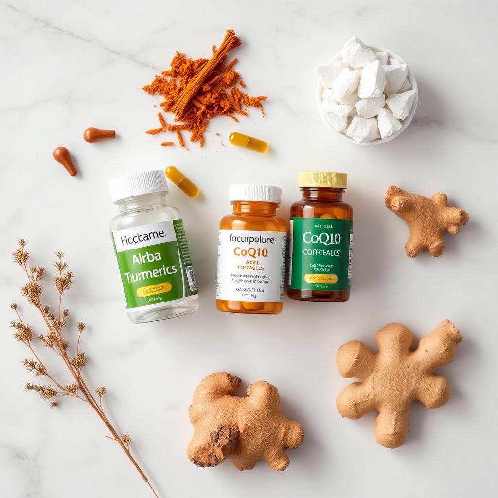 Natural ingredients that support the SciaticRelax formula: turmeric, ALA, CoQ10, ginger and magnesium